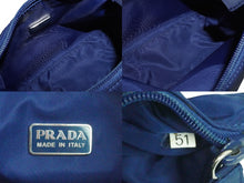 Load image into Gallery viewer, PRADA プラダ ハンドバッグ ワンショルダーバッグ MV515 ホーボー ミニバッグ ポーチ 三角ロゴ ブルー ナイロン 美品 中古 55874