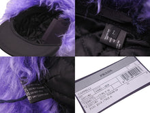Load image into Gallery viewer, 極美品 PRADA プラダ 帽子 フライトキャップ ファー付き ナイロン 2HC180 19AW CAPPELLI ブラック パープル サイズL 中古 55887