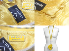 Load image into Gallery viewer, PRADA プラダ ポーチ トライアングルプレート Re Nylon ネックストラップ付 イエロー 2TT140 シルバー金具 美品 中古 55940