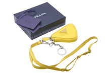 Load image into Gallery viewer, PRADA プラダ ポーチ トライアングルプレート Re Nylon ネックストラップ付 イエロー 2TT140 シルバー金具 美品 中古 55940