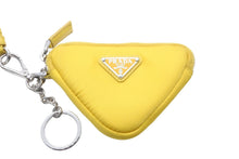 Load image into Gallery viewer, PRADA プラダ ポーチ トライアングルプレート Re Nylon ネックストラップ付 イエロー 2TT140 シルバー金具 美品 中古 55940