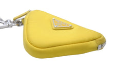 Load image into Gallery viewer, PRADA プラダ ポーチ トライアングルプレート Re Nylon ネックストラップ付 イエロー 2TT140 シルバー金具 美品 中古 55940