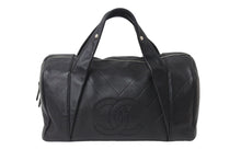 画像をギャラリービューアに読み込む, CHANEL シャネル シェブロン ミニ ボストンバッグ ココマーク ロゴ ブラック 鞄 Vステッチ シルバー金具 美品 中古 55973