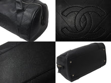 画像をギャラリービューアに読み込む, CHANEL シャネル シェブロン ミニ ボストンバッグ ココマーク ロゴ ブラック 鞄 Vステッチ シルバー金具 美品 中古 55973