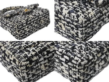 画像をギャラリービューアに読み込む, CHANEL シャネル ミニハンドバッグ 2番台 1992年 ツイード スパンコール ブラック ホワイト ゴールド金具 美品 中古 55990