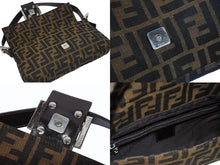 画像をギャラリービューアに読み込む, 極美品 FENDI フェンディ マンマバケット ワンショルダーバッグ 26424 ズッカ柄 キャンバス レザー ブラウン シルバー金具 中古 4b005601