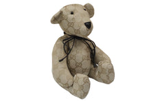 画像をギャラリービューアに読み込む, GUCCI グッチ GGキャンバス ぬいぐるみ 人形 テディーベア クマ ベージュ ブラウン 7077722 美品 中古 56021