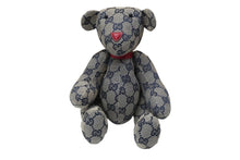 画像をギャラリービューアに読み込む, GUCCI グッチ GGキャンバス ぬいぐるみ 人形 テディーベア クマ ベージュ ネイビー 7077722 美品 中古 56024