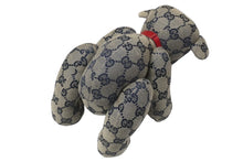 画像をギャラリービューアに読み込む, GUCCI グッチ GGキャンバス ぬいぐるみ 人形 テディーベア クマ ベージュ ネイビー 7077722 美品 中古 56024