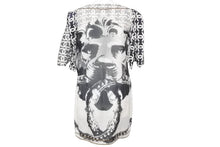 画像をギャラリービューアに読み込む, CHANEL シャネル 半袖Ｔシャツ チュニック ライオン ホワイト ブラック コットン シルク 36 P37343V27082 美品 中古 56183