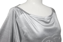 画像をギャラリービューアに読み込む, CHANEL シャネル 七分丈長袖Ｔシャツ ココマーク ドローコード P43485K04412 メタリックシルバー サイズ34 美品 中古 56184