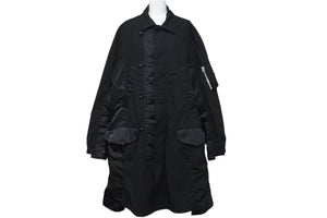 Sacai サカイ コート 21AW ミリタリー ブラック コットン ナイロン