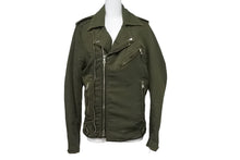 画像をギャラリービューアに読み込む, BALMAIN バルマン ライダースジャケット ジャケット スウェット カーキ W4HT245C307 美品 中古 56253