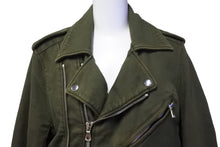 画像をギャラリービューアに読み込む, BALMAIN バルマン ライダースジャケット ジャケット スウェット カーキ W4HT245C307 美品 中古 56253