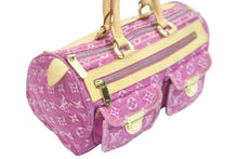 画像をギャラリービューアに読み込む, LOUIS VUITTON ルイヴィトン ハンドバッグ M95214 デニム ネオスピーディ ピンク ゴールド金具 美品 中古 56269