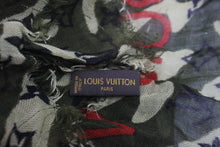 画像をギャラリービューアに読み込む, LOUIS VUITTON ルイヴィトン 村上隆 エトール スカーフ モノグラモフラージュ M74152 カシミヤ シルク 美品 中古 56270