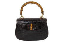 画像をギャラリービューアに読み込む, 新品同様 GUCCI グッチ ハンドバッグ 2WAY ショルダーバッグ ブラウン クロコ バンブー レザー 000 01 018 中古 56319