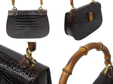 画像をギャラリービューアに読み込む, 新品同様 GUCCI グッチ ハンドバッグ 2WAY ショルダーバッグ ブラウン クロコ バンブー レザー 000 01 018 中古 56319