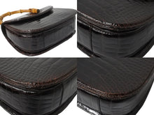 画像をギャラリービューアに読み込む, 新品同様 GUCCI グッチ ハンドバッグ 2WAY ショルダーバッグ ブラウン クロコ バンブー レザー 000 01 018 中古 56319