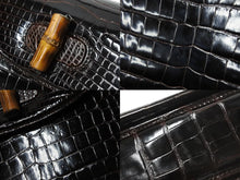 画像をギャラリービューアに読み込む, 新品同様 GUCCI グッチ ハンドバッグ 2WAY ショルダーバッグ ブラウン クロコ バンブー レザー 000 01 018 中古 56319