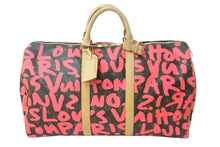 画像をギャラリービューアに読み込む, 新品同様 LOUIS VUITTON ルイヴィトン モノグラム グラフティ キーポル50 ボストンバッグ ピンク スプラウス M93698 中古 56380