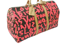 画像をギャラリービューアに読み込む, 新品同様 LOUIS VUITTON ルイヴィトン モノグラム グラフティ キーポル50 ボストンバッグ ピンク スプラウス M93698 中古 56380