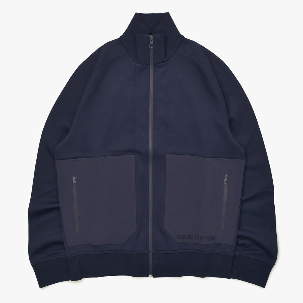 新品未使用 LOUIS VUITTON ルイ ヴィトン ナイロン ジップトラックジャケット ポリエステル シルク ネイビー 中古 4a005639