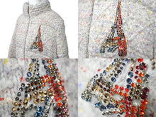 画像をギャラリービューアに読み込む, 極美品 CHANEL シャネル ウールダウンジャケット ビジュー ラインストーン P57089K07458 グレー マルチ サイズ36 中古 56415