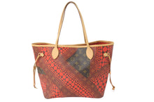 画像をギャラリービューアに読み込む, LOUIS VUITTON ルイヴィトン トートバッグ M40686 ネヴァーフルMM 草間彌生 2012 レッド ゴールド金具 美品 中古 56489