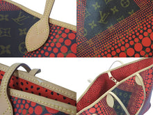 画像をギャラリービューアに読み込む, LOUIS VUITTON ルイヴィトン トートバッグ M40686 ネヴァーフルMM 草間彌生 2012 レッド ゴールド金具 美品 中古 56489