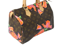 画像をギャラリービューアに読み込む, 極美品 LOUIS VUITTON ルイ ヴィトン ハンドバッグ M48610 スピーディ30 モノグラムローズ 薔薇 コーティングキャンバス 中古 56508
