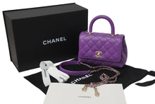 Load image into Gallery viewer, 極美品 CHANEL シャネル 2WAYチェーンショルダーバッグ マトラッセ ココハンドル トップハンドル キャビアスキン 紫 中古 56510