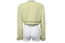 画像をギャラリービューアに読み込む, CHANEL シャネル ノーカラー ジャケット 95P グリーン アウター ココボタン ロゴ PO4840VO4018 サイズ40 良品 中古 56567