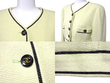 画像をギャラリービューアに読み込む, CHANEL シャネル ノーカラー ジャケット 95P グリーン アウター ココボタン ロゴ PO4840VO4018 サイズ40 良品 中古 56567
