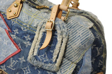 画像をギャラリービューアに読み込む, LOUIS VUITTON ルイヴィトン ボウリィ トートバッグ パッチワーク ハンドバッグ ゴールド ブルー CE1097 M95376 美品 中古 56584