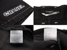 画像をギャラリービューアに読み込む, CHANEL シャネル ワイドショートパンツ ココマークボタン P03054 ブラック ゴールド金具 サイズ40 タグ無し 良品 中古 56621