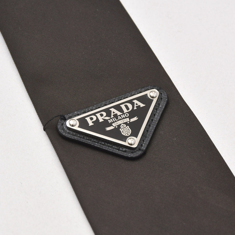 Very Good Condition PRADA Re-Nylon Tie Gabardine Necktie UCR77 Dark Brown Fashion Accessories Used 4a005667