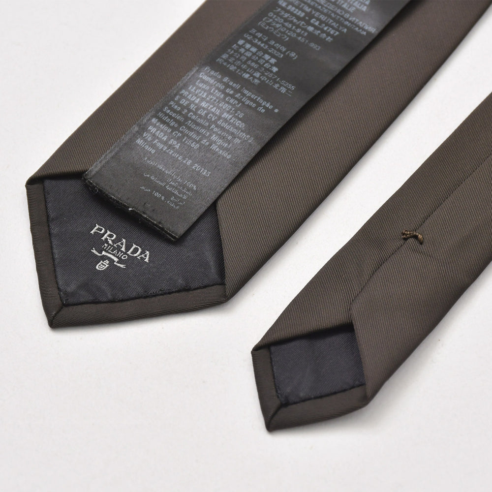 Very Good Condition PRADA Re-Nylon Tie Gabardine Necktie UCR77 Dark Brown Fashion Accessories Used 4a005667