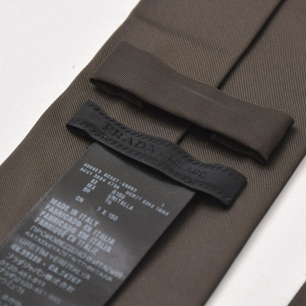 Very Good Condition PRADA Re-Nylon Tie Gabardine Necktie UCR77 Dark Brown Fashion Accessories Used 4a005667