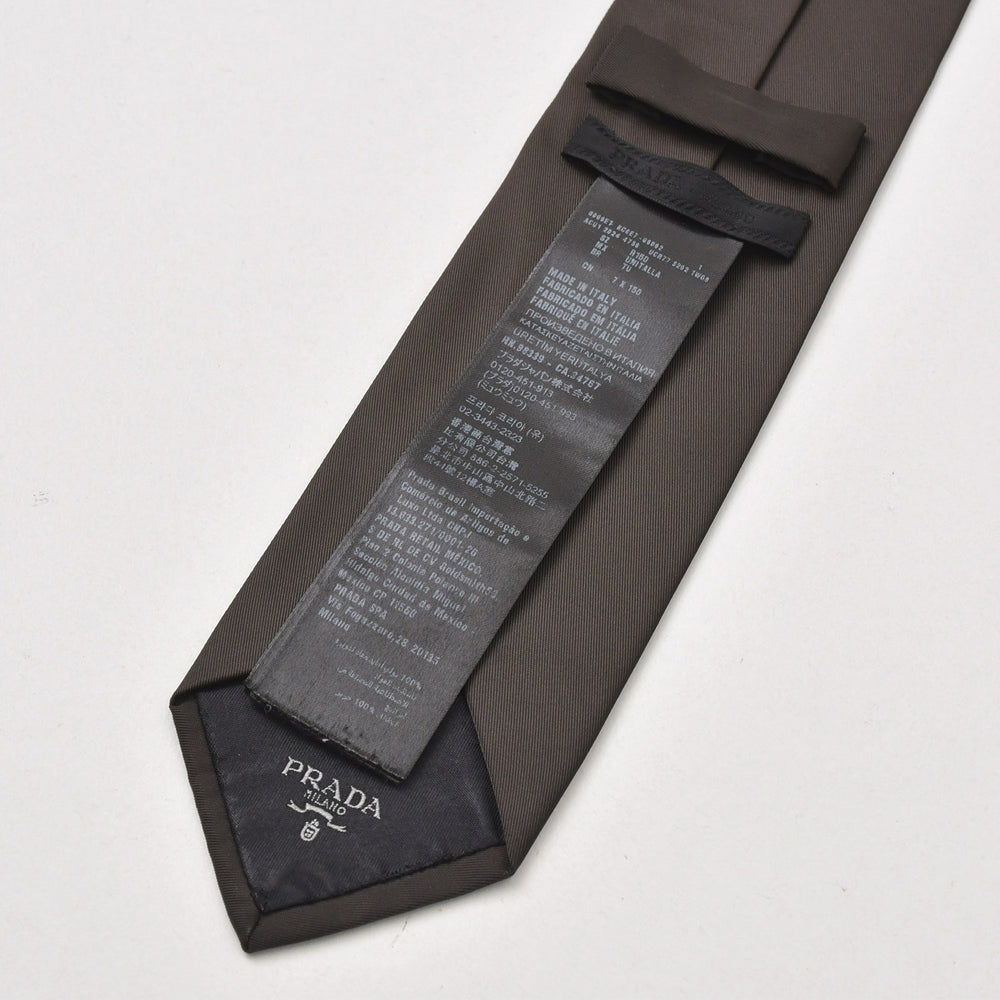 Very Good Condition PRADA Re-Nylon Tie Gabardine Necktie UCR77 Dark Brown Fashion Accessories Used 4a005667