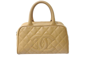 CHANEL シャネル マトラッセ キャビアスキン ココマーク ミニボストン バッグ ロゴ ベージュ 美品 中古 56684 – Casanova  Vintage