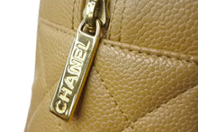 Load image into Gallery viewer, CHANEL シャネル マトラッセ キャビアスキン ココマーク ミニボストン バッグ ロゴ ベージュ 美品 中古 56684