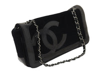 画像をギャラリービューアに読み込む, CHANEL シャネル チェーンショルダーバッグ ココマーク 12番台 2008年 パイル ラバー ブラック クリア シルバー 美品 中古 56727
