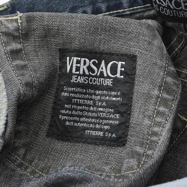 VERSACE COLLECTION ヴェルサーチ コレクション メデューサ スリム パンツ デニム コットン インディゴ シルバー/ゴールド金具 美品 中古 4a005673
