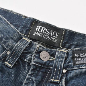 VERSACE COLLECTION ヴェルサーチ コレクション メデューサ スリム パンツ デニム コットン インディゴ シルバー/ゴールド金具 美品 中古 4a005673