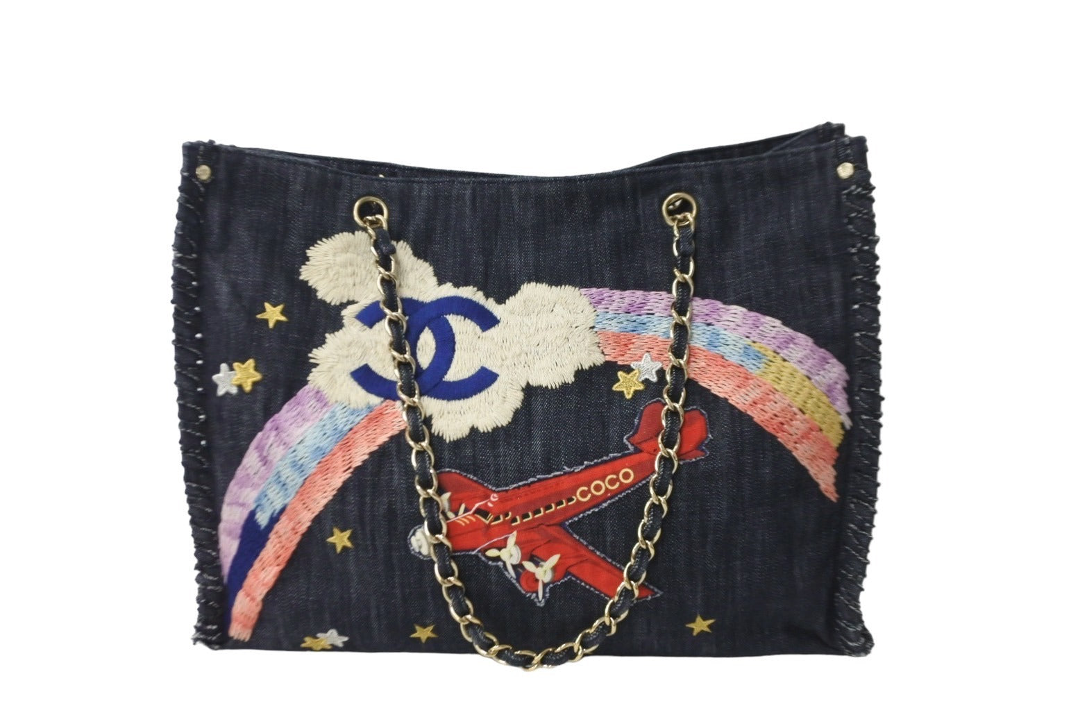 CHANEL シャネル トートバッグ チェーン 夜間飛行 10番台 マルチカラー デニム A31932 ゴールド金具 美品 中古 56742 –  Casanova Vintage