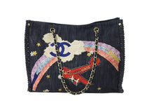 Load image into Gallery viewer, CHANEL シャネル トートバッグ チェーン 夜間飛行 10番台 マルチカラー デニム A31932 ゴールド金具 美品 中古 56742