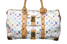 画像をギャラリービューアに読み込む, 極美品 LOUIS VUITTON ルイヴィトン 村上隆 ボストンバッグ キーポル45 M92641 モノグラムマルチ ホワイト ゴールド金具 中古 56780