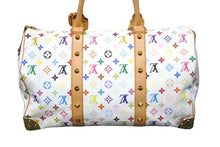 画像をギャラリービューアに読み込む, 極美品 LOUIS VUITTON ルイヴィトン 村上隆 ボストンバッグ キーポル45 M92641 モノグラムマルチ ホワイト ゴールド金具 中古 56780