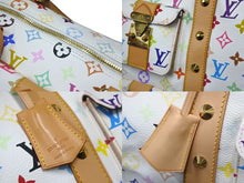 画像をギャラリービューアに読み込む, 極美品 LOUIS VUITTON ルイヴィトン 村上隆 ボストンバッグ キーポル45 M92641 モノグラムマルチ ホワイト ゴールド金具 中古 56780